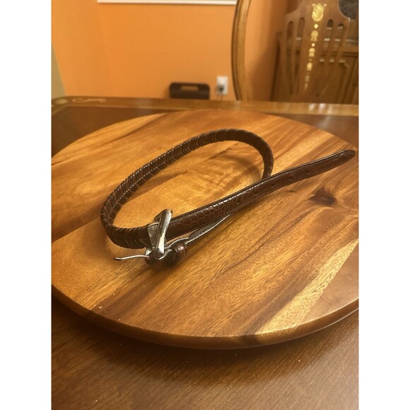 Vintage  Brighton Tan Leather Rope Belt W/ Silver Buckle Size M 05108 main image 5